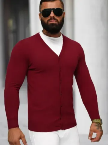 Sweter męski rozpinany bordowy NB/MM6006/7Z^Ozonee Fashion
