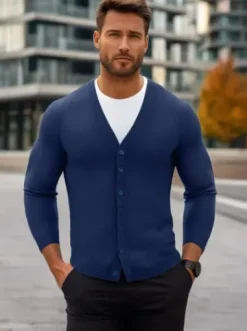 Sweter męski rozpinany ciemno-niebieski NB/MM6006/5Z^Ozonee Clearance