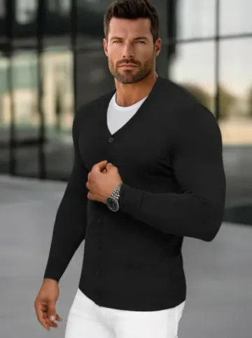 Sweter męski rozpinany czarny NB/MM6006/4Z^Ozonee Hot