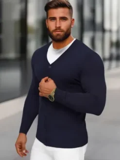 Sweter męski rozpinany granatowy NB/MM6006/6Z^Ozonee Sale