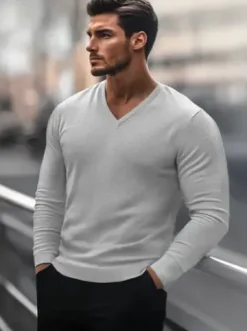 Sweter męski szary NB/MMB601/2Z^Ozonee Clearance