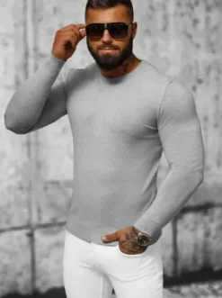 Sweter męski szary NB/MMB602/2Z^Ozonee Best