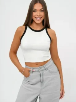 Top damski na ramiączkach biały JS/96T672/1^Ozonee Fashion