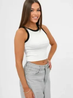 Top damski na ramiączkach biały JS/96T672/1^Ozonee Fashion