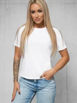 T-shirt damski bez nadruku biały JS/SD211/1Z^Ozonee Best