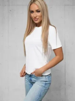 T-shirt damski bez nadruku biały JS/SD211/1Z^Ozonee Best