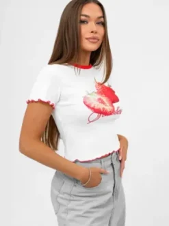 T-shirt damski biały JS/R62639^Ozonee New