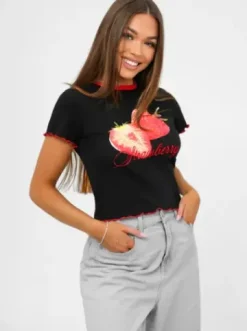 T-shirt damski czarny JS/R62639^Ozonee Clearance