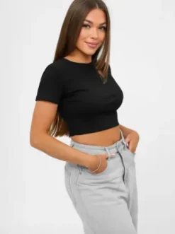 T-shirt damski czarny JS/96T666/3^Ozonee Outlet