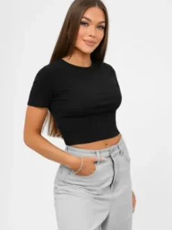 T-shirt damski czarny JS/R62564/1^Ozonee Best