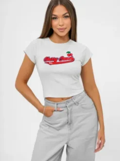 T-shirt damski szary JS/R62744^Ozonee Best