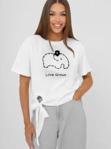 T-shirt damski z nadrukiem biały JS/RJ77247^Ozonee New