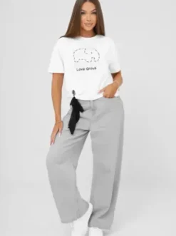 T-shirt damski z nadrukiem biało-czarny JS/RJ77247^Ozonee Discount