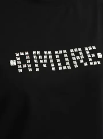 T-shirt damski z ćwiekami czarno-srebrny JS/YJ77716^Ozonee New