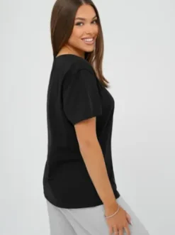 T-shirt damski z ćwiekami czarno-złoty JS/YJ77716^Ozonee Best