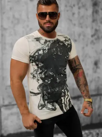T-shirt męski beżowy O/T126/155Z^Ozonee Best