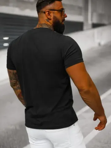 T-shirt męski bez nadruku czarny JS/712005Z^Ozonee Fashion