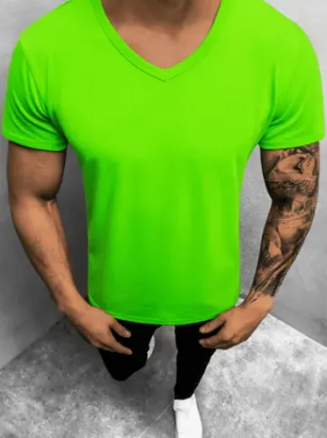 T-shirt męski bez nadruku jasno-zielony JS/712007/31^Ozonee Clearance