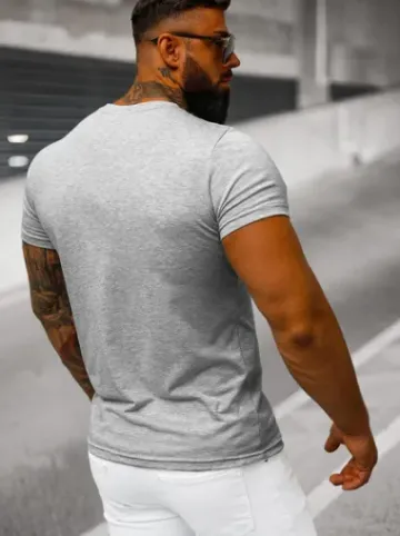 T-shirt męski bez nadruku szary JS/712005Z^Ozonee Discount