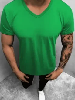 T-shirt męski bez nadruku zielony JS/712007^Ozonee Best