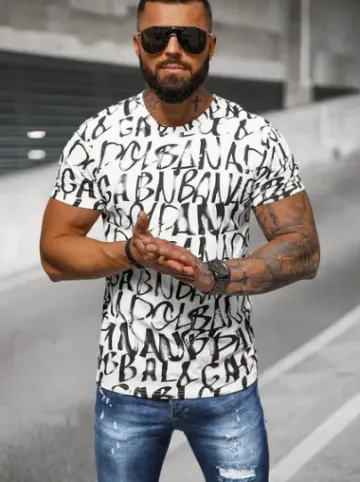 T-shirt męski biały JS/8T1215/1^Ozonee Fashion