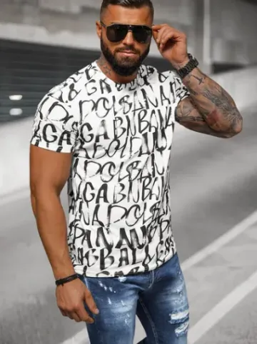 T-shirt męski biały JS/8T1215/1^Ozonee Fashion