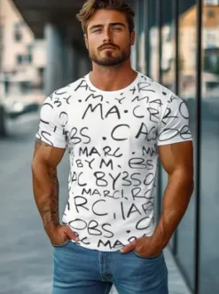 T-shirt męski biały JS/8T1213/1Z^Ozonee Outlet