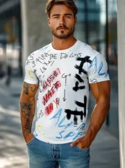 T-shirt męski biały JS/8T1211/1Z^Ozonee Outlet