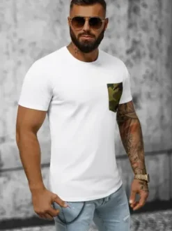 T-shirt męski biały JS/8T85/2Z^Ozonee Online