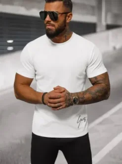 T-shirt męski biały O/L1184^Ozonee New