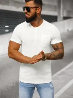 T-shirt męski biały O/L1453^Ozonee Sale