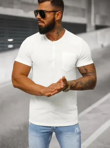 T-shirt męski biały O/L1453^Ozonee Sale