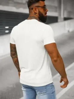 T-shirt męski biały O/L1453^Ozonee Sale