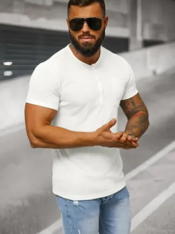 T-shirt męski biały O/L1453^Ozonee Sale