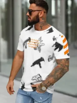 T-shirt męski biały O/MPO3443^Ozonee Clearance