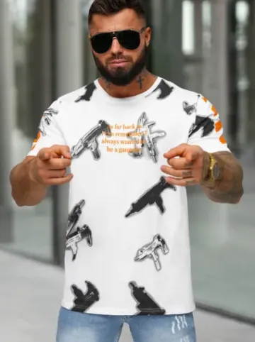 T-shirt męski biały O/MPO3443^Ozonee Clearance