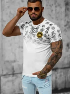 T-Shirt męski biały O/P1108^Ozonee Fashion