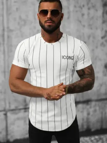 T-shirt męski biały O/P1163^Ozonee Outlet