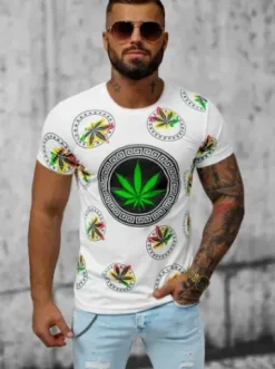 T-shirt męski biały O/P1116^Ozonee Discount