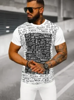 T-shirt męski biały O/P1289Z^Ozonee Sale