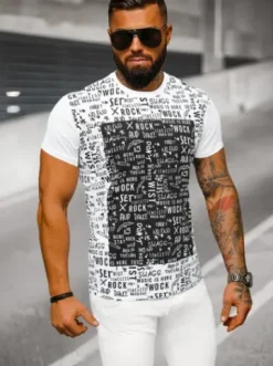T-shirt męski biały O/P1289Z^Ozonee Sale