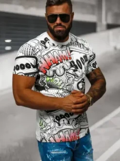 T-shirt męski biały O/T1267/1^Ozonee Discount