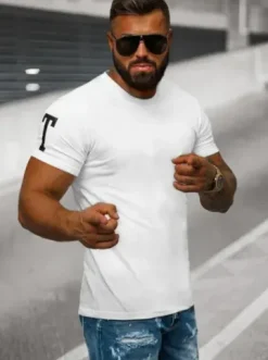 T-shirt męski biały O/8T1263/1^Ozonee Hot