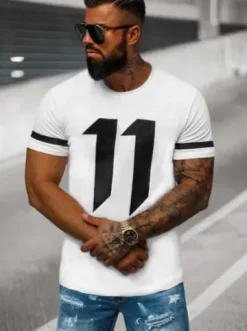 T-shirt męski biały O/8T1260/1^Ozonee Sale