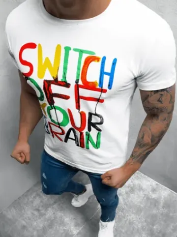 T-shirt męski biały O/T129/1^Ozonee Outlet