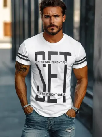 T-shirt męski biały O/8T1280/1Z^Ozonee Clearance