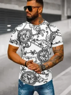 T-shirt męski biały O/8T1275/1Z^Ozonee Discount