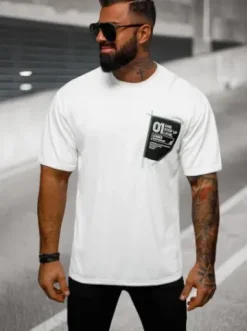 T-shirt męski biały O/T131/1Z^Ozonee Online