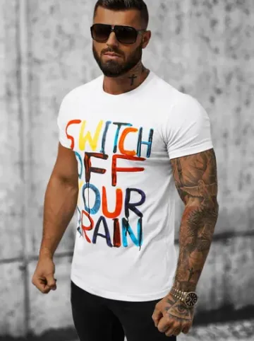 T-shirt męski biały O/T127/1Z^Ozonee Outlet