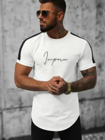 T-shirt męski biały O/T122/1Z^Ozonee Outlet